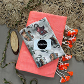 Peach Handloom Khadi Cotton Saree With Elephant Print Blouse